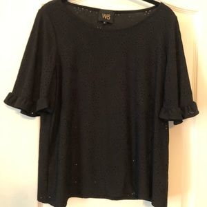 Cute black blouse with see through “hole”details